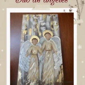 Dúo de Ángeles 15 x 35 cm  (acrilico en madera fina) (es un "Ibañez 24")