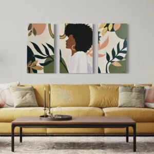 PENSAMIENTO (Tríptico Arte Botánico) (Acrílico en Lienzo 90 x 170 cm)